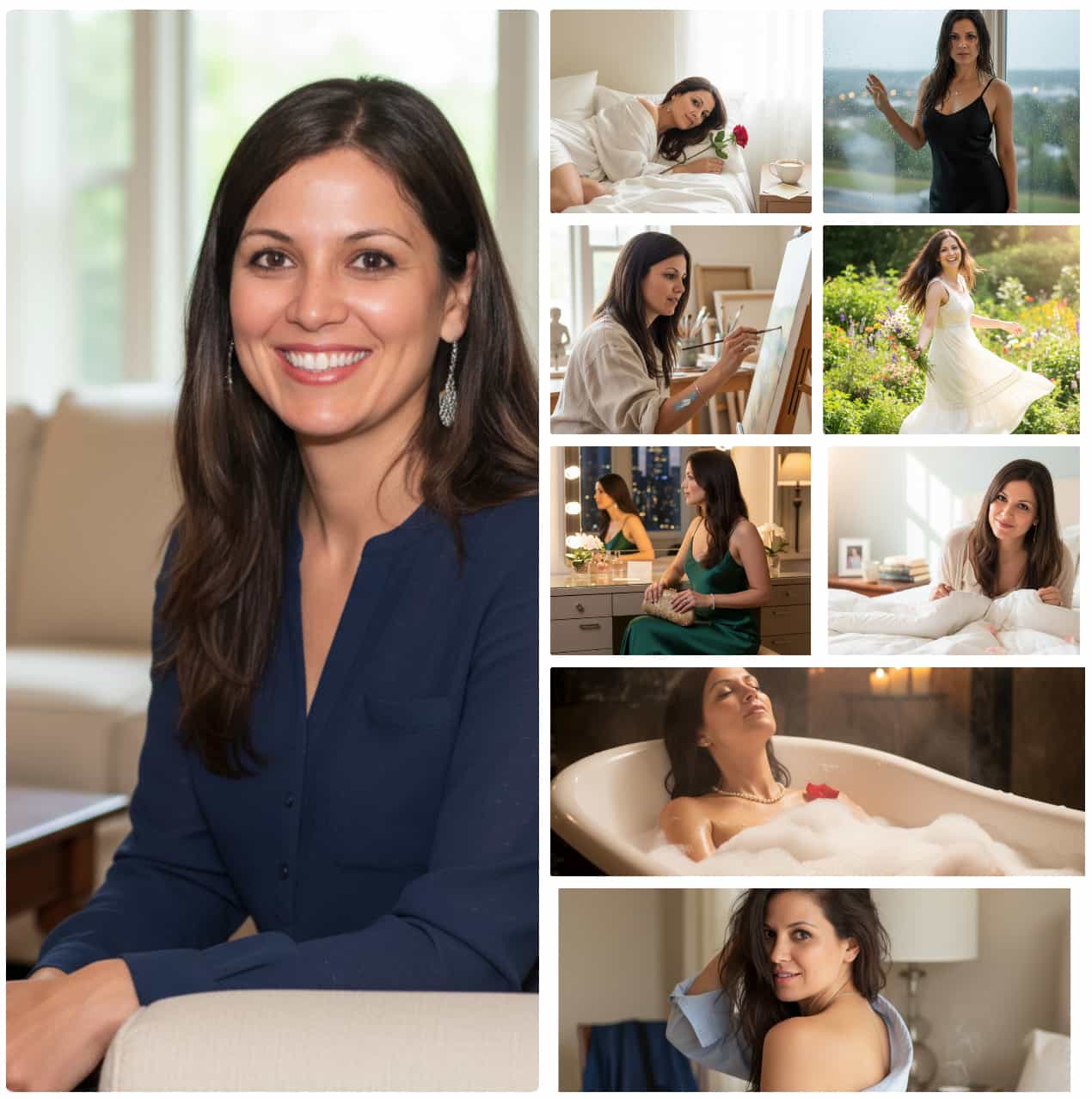 Tasteful, non-nude dating photo styles collage