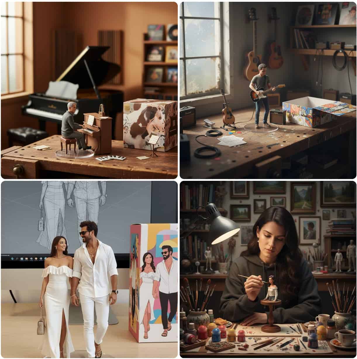 Collage of Tryaiphoto figurine-style portraits