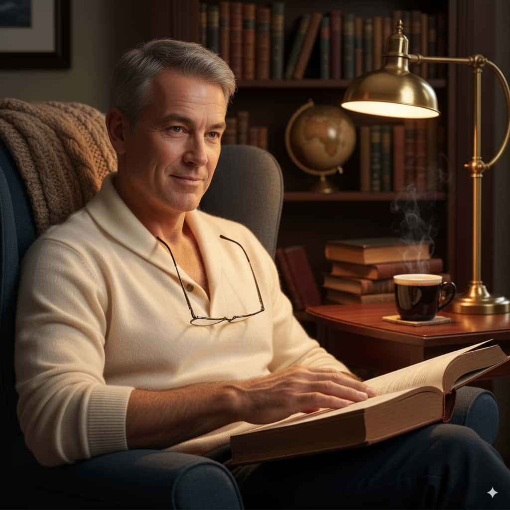 Richard D. reading book.