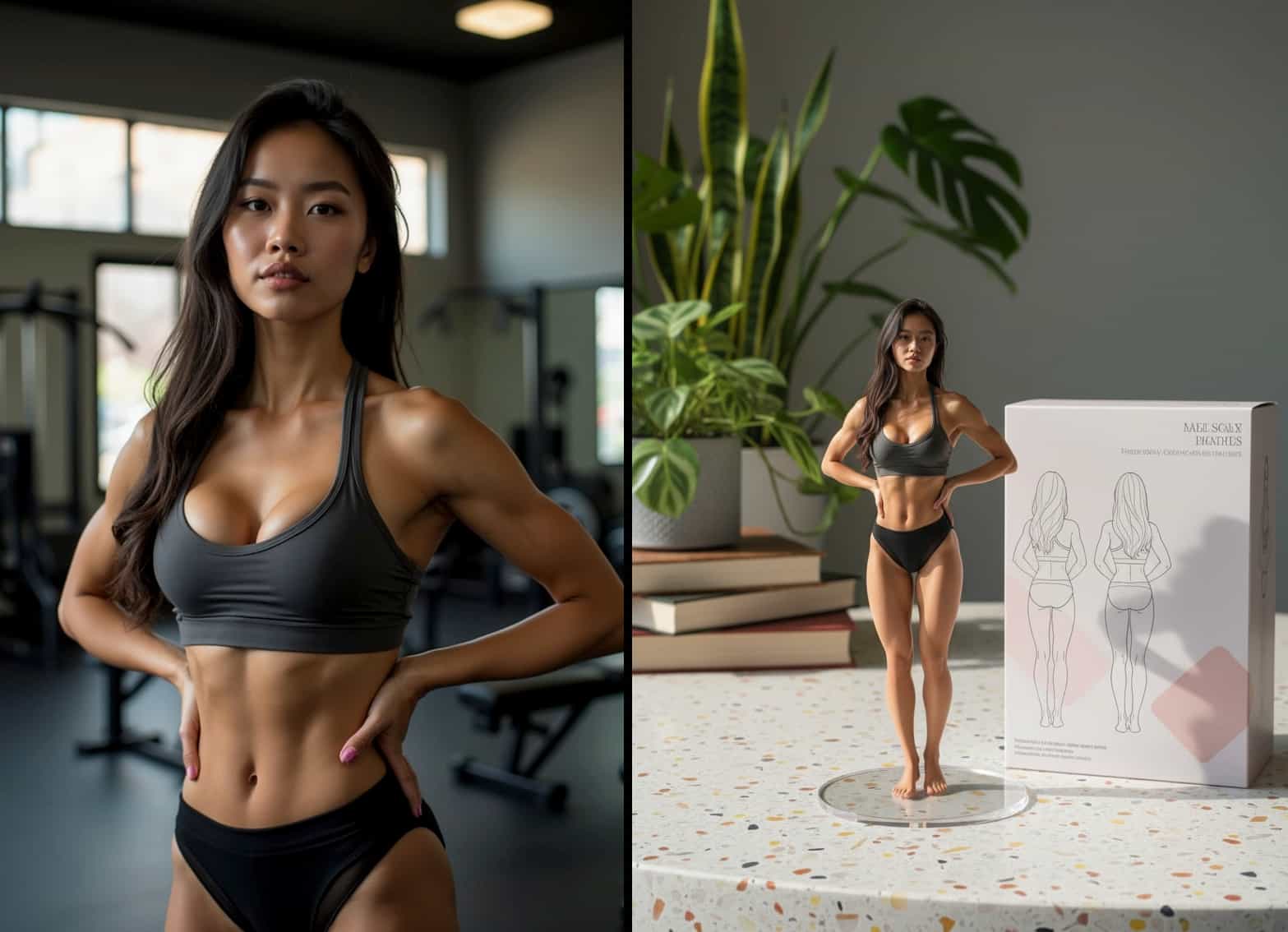 AI figurine showing a fit woman in athletic wear, ideal for a fitness influencer avatar.