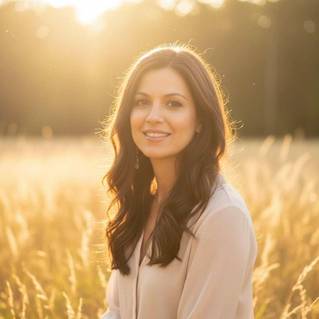 Glamour variation with golden hour rim light.
