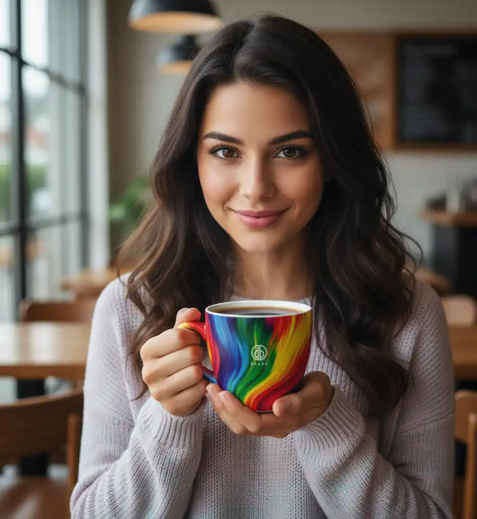 AI Generated Person Using Coffee Mug