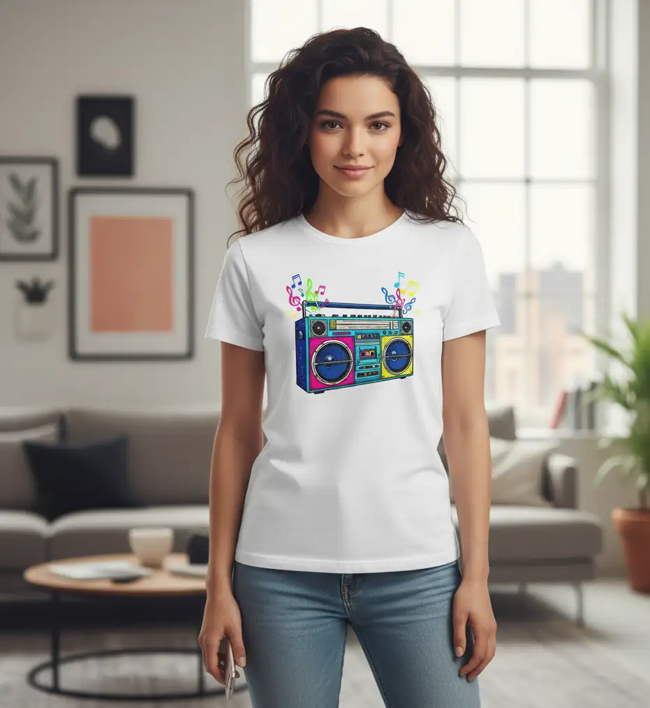 AI Generated Model Wearing T-Shirt in Different Setting